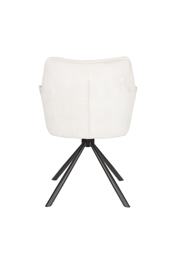 WHITE LABEL LIVING Kodak spisebordsstol, m. armln og drejefunktion - beige polyester og sort jern