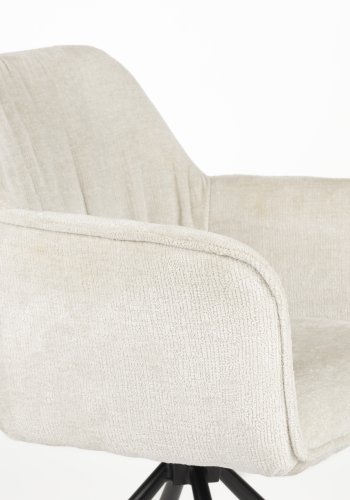 WHITE LABEL LIVING Kodak spisebordsstol, m. armln og drejefunktion - beige polyester og sort jern