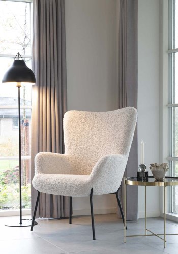 HOUSE NORDIC Glasgow  lnestol - kunstigt lammeskind og sort stl