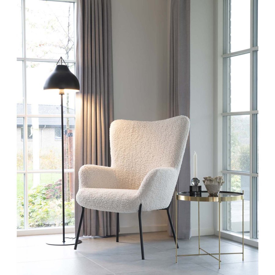 HOUSE NORDIC Glasgow  lnestol - kunstigt lammeskind og sort stl