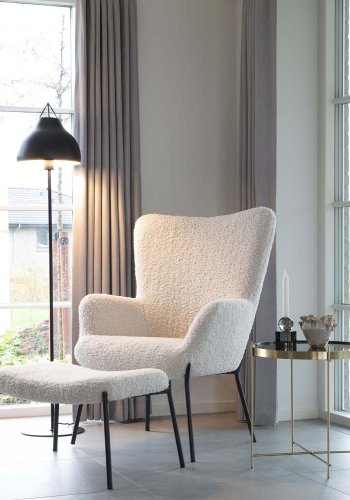 HOUSE NORDIC Glasgow  lnestol - kunstigt lammeskind og sort stl