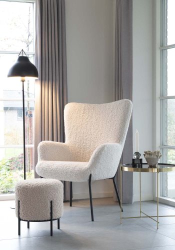 HOUSE NORDIC Glasgow  lnestol - kunstigt lammeskind og sort stl