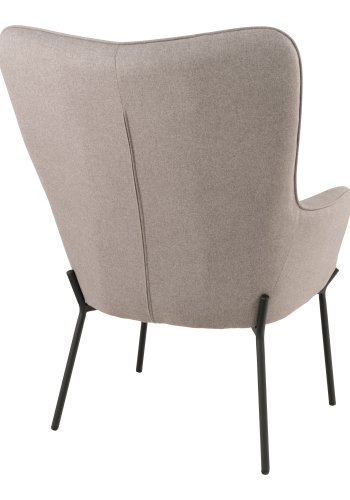 HOUSE NORDIC Glasgow lnestol, m. armln - stone gr polyester stof og sort stl