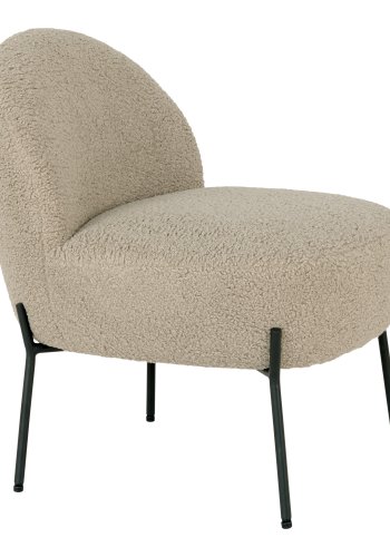 HOUSE NORDIC Merida lnestol - grbrun kunstig lammeskind og sort stl