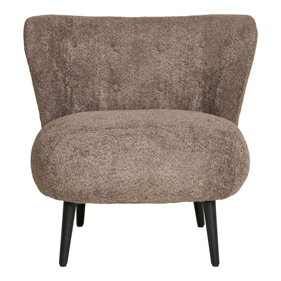 HOUSE NORDIC Covelo loungestol - brun bouclé stof og sort tr
