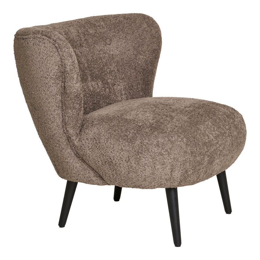 HOUSE NORDIC Covelo loungestol - brun bouclé stof og sort tr