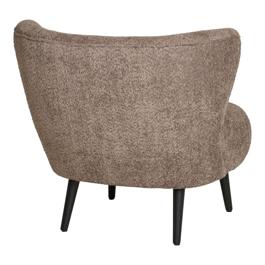 HOUSE NORDIC Covelo loungestol - brun bouclé stof og sort tr