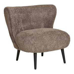 HOUSE NORDIC Covelo loungestol - brun bouclé stof og sort tr