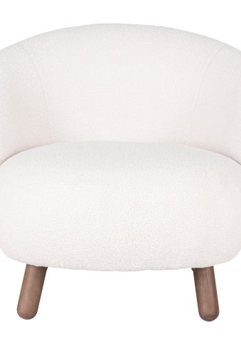 HOUSE NORDIC Savona lnestol - hvid kunstig polyester lammeskind og valnddefarvet gummitr