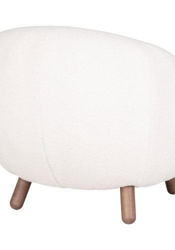 HOUSE NORDIC Savona lnestol - hvid kunstig polyester lammeskind og valnddefarvet gummitr