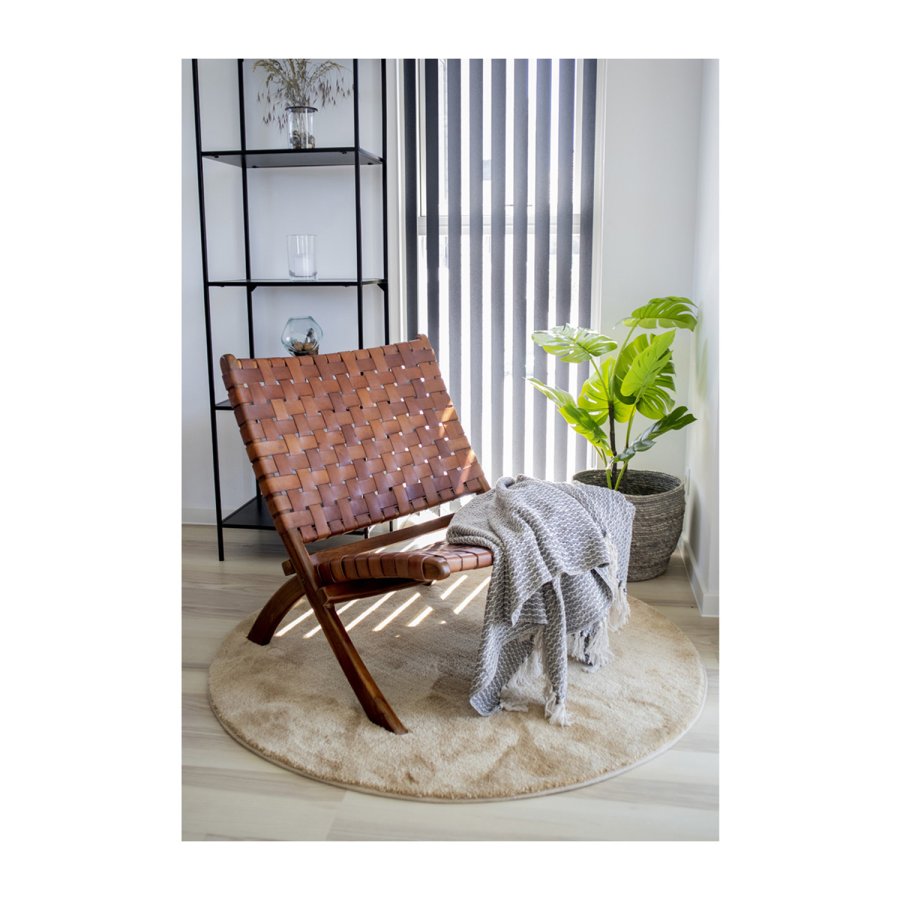 HOUSE NORDIC Perugia foldestol - brun lder og teaktr