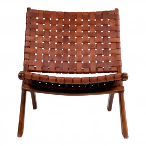 HOUSE NORDIC Perugia foldestol - brun lder og teaktr