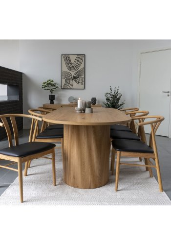 HOUSE NORDIC Spisebordsstol, egetr med PU sde, natur/sort