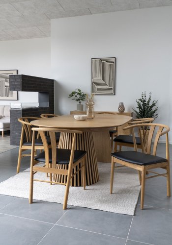 HOUSE NORDIC Spisebordsstol, egetr med PU sde, natur/sort