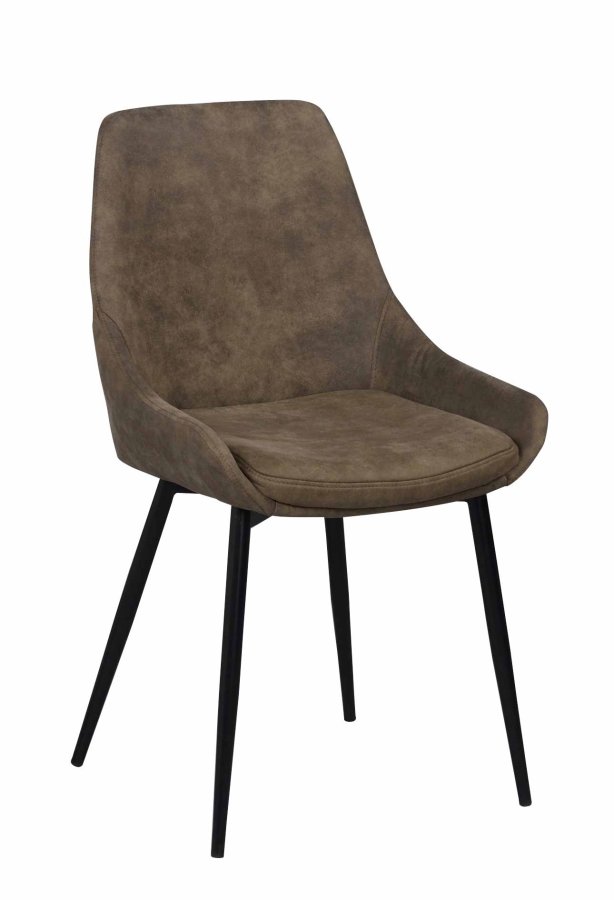 ROWICO Sierra spisebordsstol - brunt stof/sort metalstel 