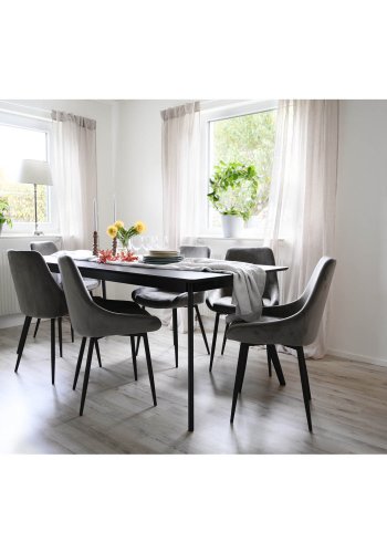 ROWICO Sierra spisebordsstol - gr polyester og sort metal 