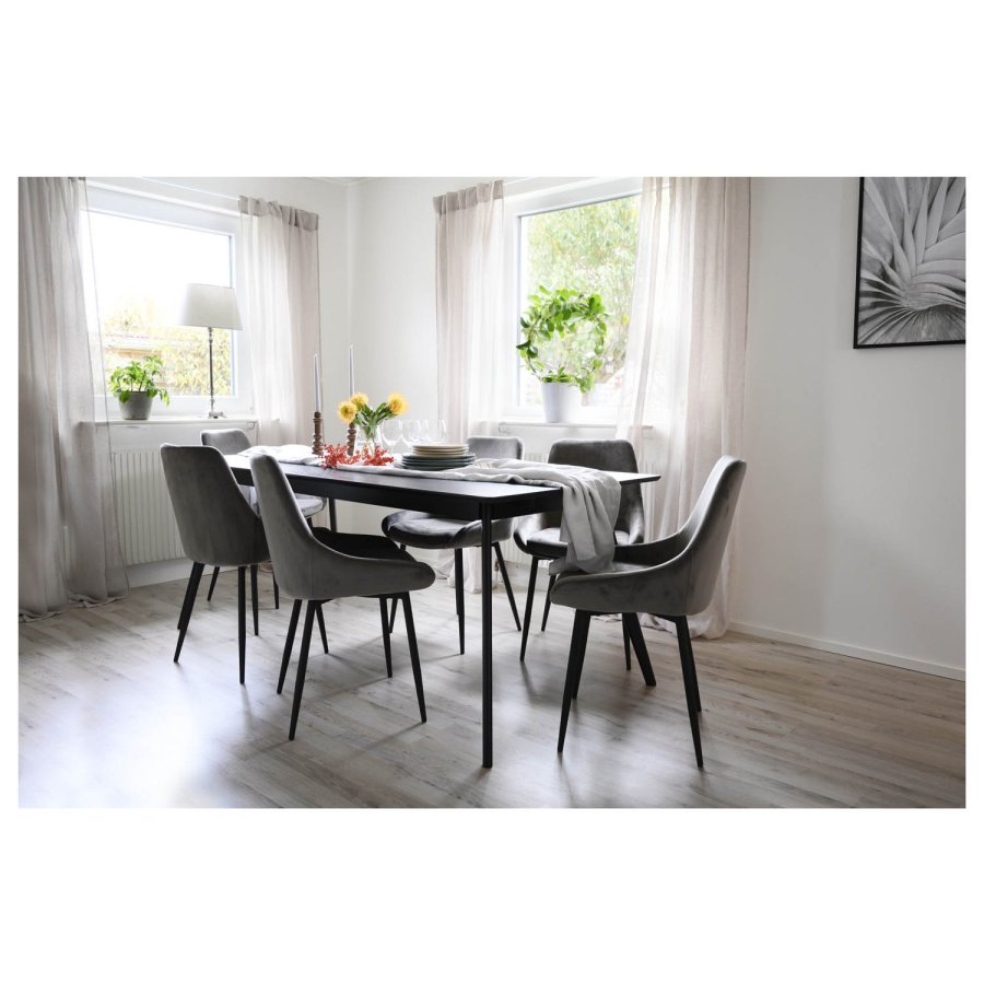 ROWICO Sierra spisebordsstol - gr polyester og sort metal 