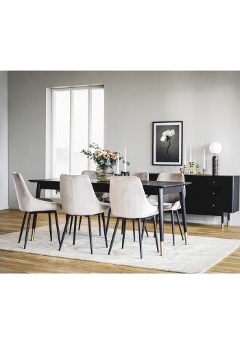 ROWICA Sierra spisebordsstol - beige polyester og sort metal