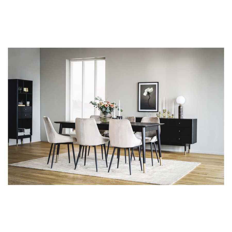 ROWICA Sierra spisebordsstol - beige polyester og sort metal