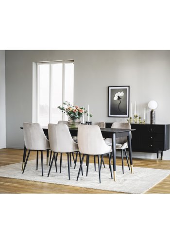 ROWICA Sierra spisebordsstol - beige polyester og sort metal
