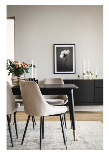 ROWICA Sierra spisebordsstol - beige polyester og sort metal