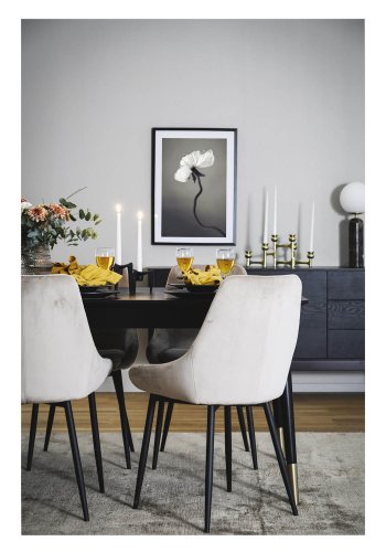 ROWICA Sierra spisebordsstol - beige polyester og sort metal