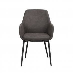 ROWICO Reily loungestol, m. armln - mrkegrt stof og sorte metalben