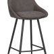 ROWICO Sierra barstol, m. rygln og fodsttte -  mrkegr mikrofiber og sort metal