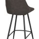 ROWICO Sierra barstol, m. rygln og fodsttte -  mrkegr mikrofiber og sort metal
