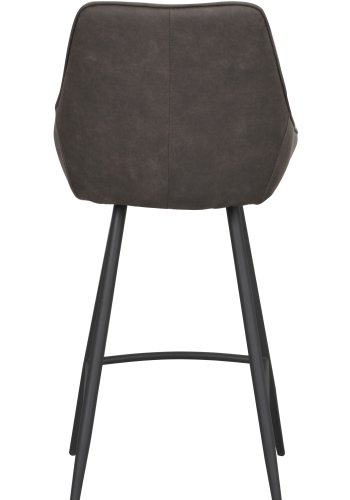 ROWICO Sierra barstol, m. rygln og fodsttte -  mrkegr mikrofiber og sort metal