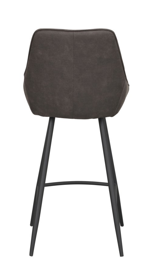 ROWICO Sierra barstol, m. rygln og fodsttte -  mrkegr mikrofiber og sort metal