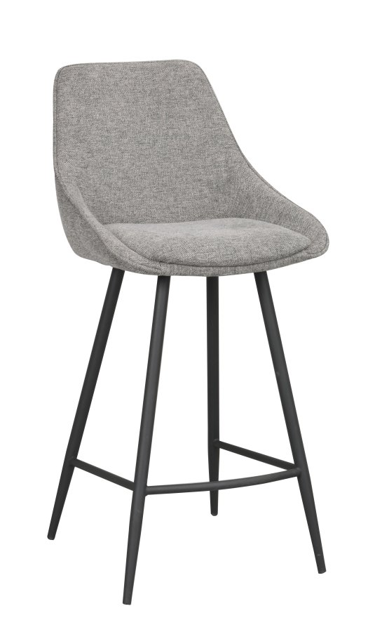 ROWICO Sierra barstol, m. rygln og fodsttte -  gr polyester og sort metal