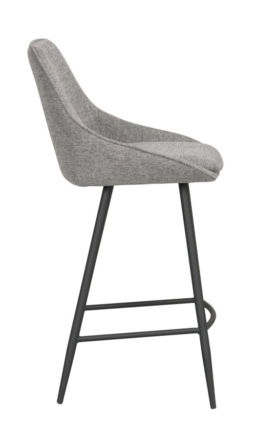ROWICO Sierra barstol, m. rygln og fodsttte -  gr polyester og sort metal