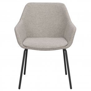 ROWICO Haley spisebordsstol, m. armln - lysegrt stof og sorte metalben
