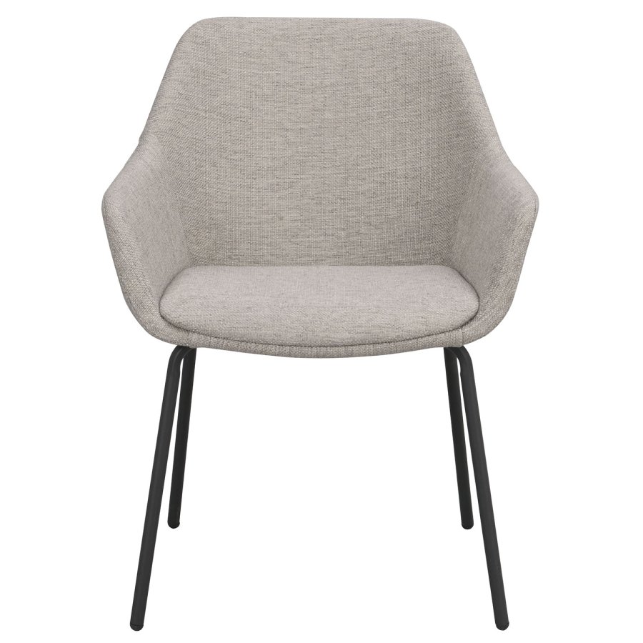 ROWICO Haley spisebordsstol, m. armln - lysegrt stof og sorte metalben
