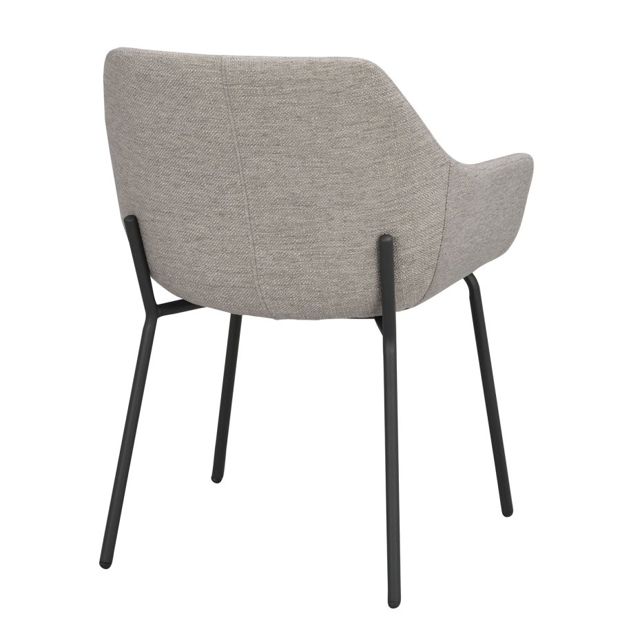 ROWICO Haley spisebordsstol, m. armln - lysegrt stof og sorte metalben