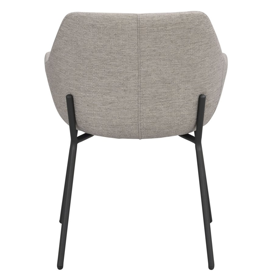 ROWICO Haley spisebordsstol, m. armln - lysegrt stof og sorte metalben
