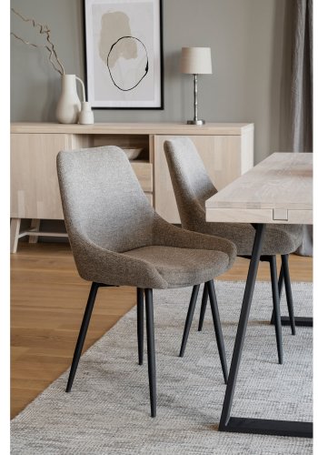 ROWICO Sierra spisebordsstol - beige polyester og sort metal