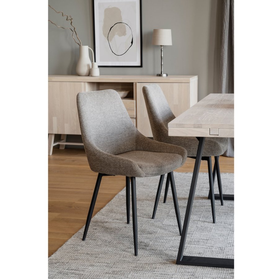 ROWICO Sierra spisebordsstol - beige polyester og sort metal