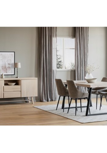 ROWICO Sierra spisebordsstol - beige polyester og sort metal