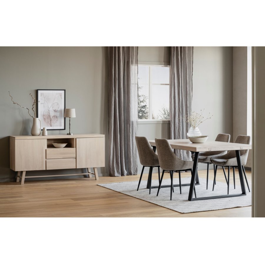 ROWICO Sierra spisebordsstol - beige polyester og sort metal