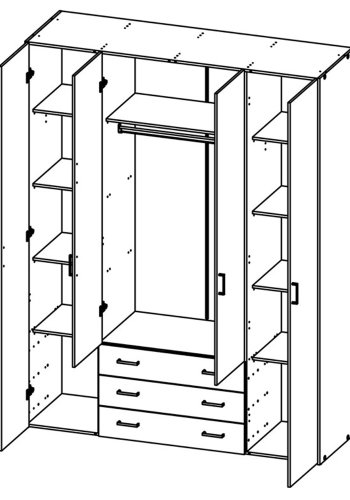 TVILUM Space garderobeskab - egestruktur, m. 4 lger og 3 skuffer