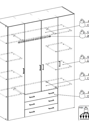 TVILUM Space garderobeskab - egestruktur, m. 4 lger og 3 skuffer