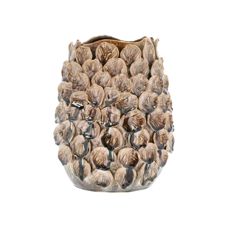 VILLA COLLECTION Aug vase/skjuler, rund - major brun stentj (25)