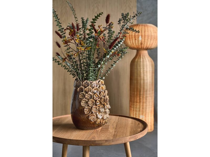 VILLA COLLECTION Aug vase/skjuler, rund - major brun stentj (25)