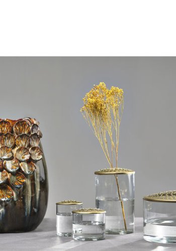 VILLA COLLECTION Aug vase/skjuler, rund - major brun stentj (25)