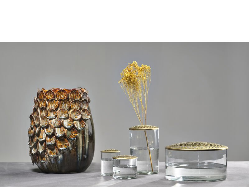 VILLA COLLECTION Aug vase/skjuler, rund - major brun stentj (25)