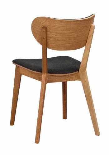 ROWICO Kato spisebordsstol - mrkegrt stof og lakeret eg