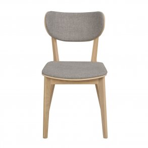 ROWICO Kato spisebordsstol - lysegr stof og hvidvasket egetr