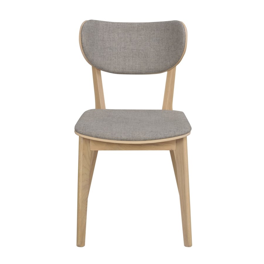 ROWICO Kato spisebordsstol - lysegr stof og hvidvasket egetr